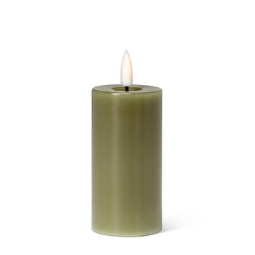 Green LED Pillar Candle - 2"D x 4"H