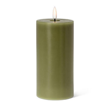 Green LED Pillar Candle - 3"D x 6"H