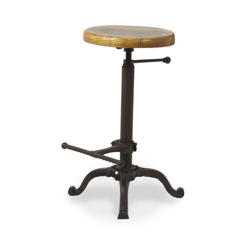 Adjustable Bar Stool with Reclaimed Wood Seat