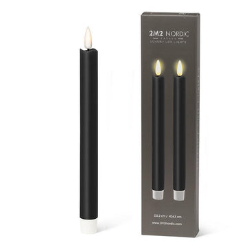 Black LED Taper Candle - Set of 2