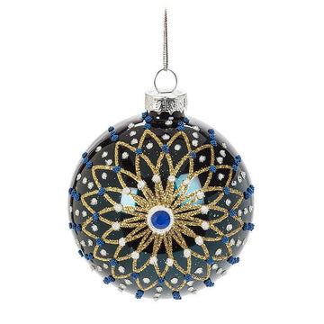 Dark Blue Mandala Ball Ornament