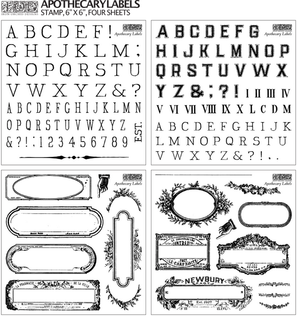 IOD Clear Stamps - Apothecary Labels
