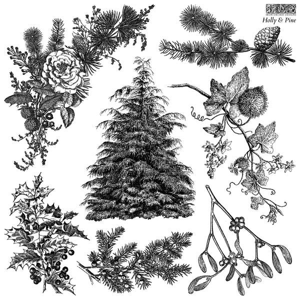 IOD Clear Stamps - Holly & Pine