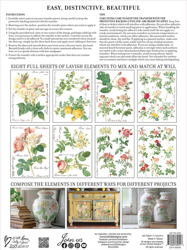 IOD Full Colour Transfer - Rose Botanical