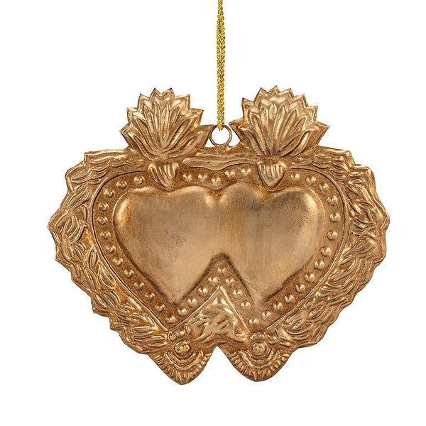 Medium Flame Top Double Heart Ornament