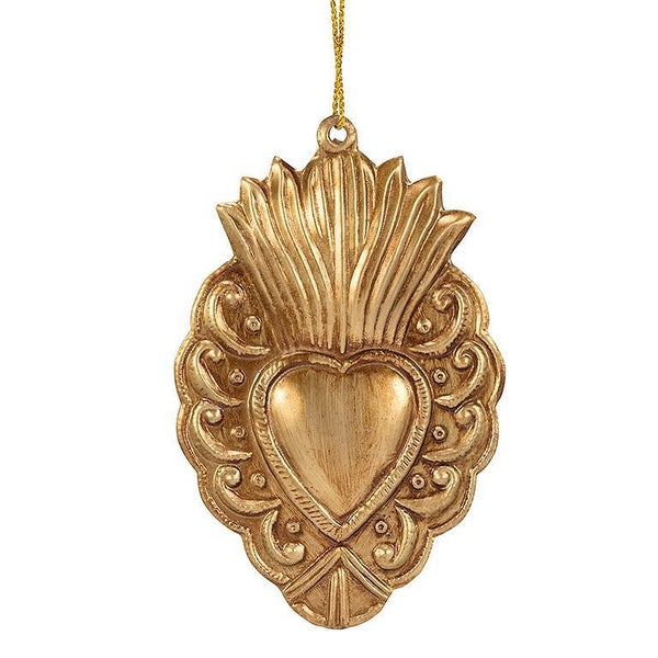Small Scallop Edge Flame Heart Ornament