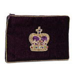 Small Velvet Pouch with 3D Beaded Crown