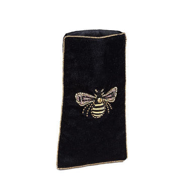 Velvet Eyeglass Case with Beaded 3D Bee