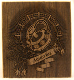 Laser Engraved Zodiac Sign - Aquarius in Black Walnut