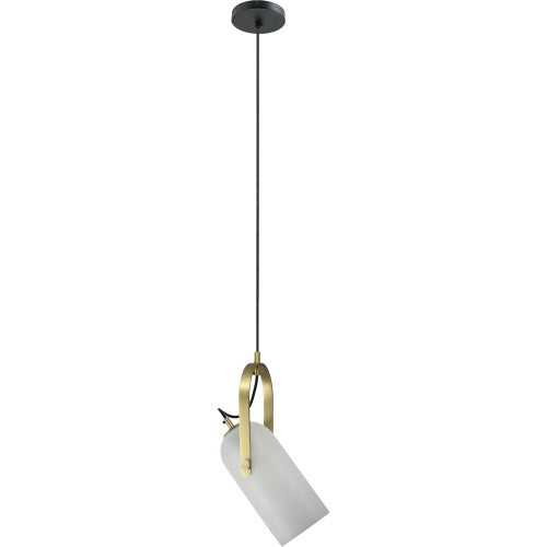 Kenley Frosted White and Matte Brass Pendent Ceiling Light